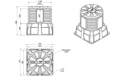 Колодец КОД 2 H1000 с крышкой D 780 мм
