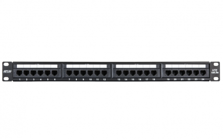 Патч-панель 19", 1U, 24 порта, Кат.5e (Класс D), 100МГц, RJ45/8P8C, 110/KRONE (EC-URP-24-UD2)