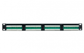 Патч-панель 19", 1U, 24 порта, Кат.5e (Класс D), 100МГц, RJ45/8P8C, 110/KRONE (UEC-URP-24-UD2)