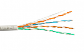 UTP 5e 4х2х0.50 24 AWG, solid, PVC нг(А)-LS, серый, 305м