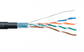 FTP 5e 4х2х0.51 24 AWG, solid, IN/OUT, черный, 305м (IE-4-SOLID F/UTP Cat5e 4X2X24AWG)