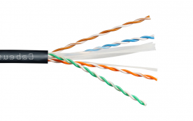 UTP 6 4х2х0.57 23 AWG, solid, IN/OUT, черный, 305м
