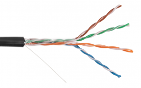 UTP 5e 4х2х0.50 24 AWG, solid, OUT, черный, 305м