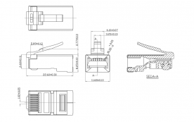 Коннектор RJ45/8P8C под витую пару, Кат.5e, экран. (упак. 100шт) (EC-UP8P8C-SD-003-TR-100)