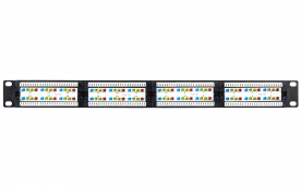 Патч-панель 19", 1U, 24 порта, Кат.5e (Класс D), 100МГц, RJ45/8P8C, 110/KRONE, экран (EC-URP-24-SD2)