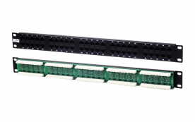 Патч-панель 19", 1U, 50 портов RJ-45, категория 5, Dual IDC (комп. раскладка, 2 пары на порт 1,2,3,6