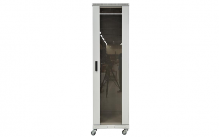 Шкаф напольный 19",18U(600x600), ШТ-НП-18U-600-600-С, передняя дверь стекло
