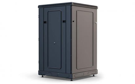 Шкаф напольный 19",18U(600x800), ШТ-НП-18U-600-800-М-Ч, передняя дверь металл, черный