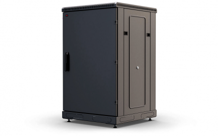 Шкаф напольный 19",18U(600x1000), ШТ-НП-18U-600-1000-М-Ч, передняя дверь металл, черный
