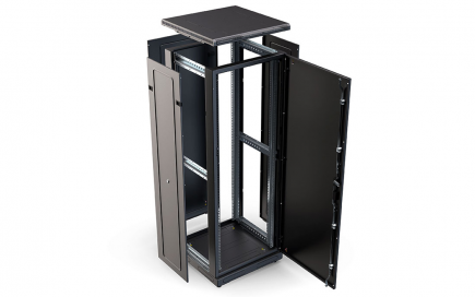 Шкаф напольный 19", 27U(800x800), ШТ-НП-М-27U-800-800-М-Ч, передняя дверь металл, черный