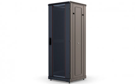 Шкаф напольный 19", 33U(800x800), ШТ-НП-М-33U-800-800-С-Ч, передняя дверь стекло, черный