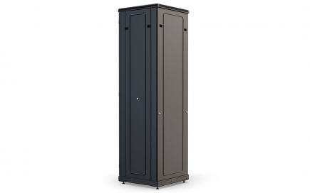 Шкаф напольный 19",42U(600x1000), ШТ-НП-М-42U-600-1000-С-Ч, передняя дверь стекло, черный