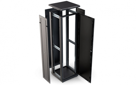 Шкаф напольный 19", 42U(800x1000), ШТ-НП-М-42U-800-1000-М-Ч, передняя дверь металл, черный