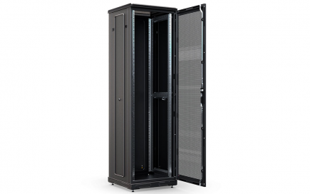 Шкаф напольный 19", 42U(800x1000), ШТ-НП-М-42U-800-1000-П-Ч, передняя дверь перфорация, черный