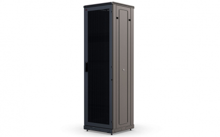 Шкаф напольный 19", 47U (600x600), ШТ-НП-М-47U-600-600-П-Ч, передняя дверь перфорация, черный