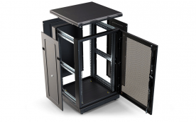 Шкаф напольный 19",18U(800x800), ШТ-НП-18U-800-800-П-Ч, передняя дверь перфорация, черный