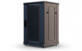 Шкаф напольный 19", 24U(600x600), ШТ-НП-24U-600-600-С-Ч, передняя дверь стекло, черный