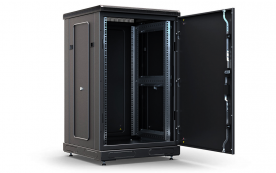 Шкаф напольный 19", 24U(600x600), ШТ-НП-24U-600-600-М-Ч, передняя дверь металл, черный