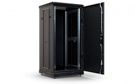 Шкаф напольный 19", 24U(800x800), ШТ-НП-М-24U-800-800-М-Ч, передняя дверь металл, черный
