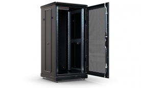Шкаф напольный 19", 24U(800x800), ШТ-НП-М-24U-800-800-П-Ч, передняя дверь перфорация, черный