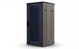 Шкаф напольный 19", 24U(800x1000), ШТ-НП-М-24U-800-1000-С-Ч, передняя дверь стекло, черный