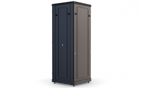 Шкаф напольный 19", 27U(600x1000), ШТ-НП-М-27U-600-1000-С-Ч, передняя дверь стекло, черный