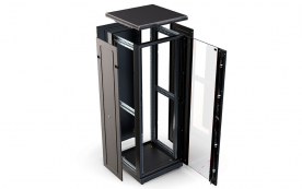 Шкаф напольный 19", 27U(800x800), ШТ-НП-М-27U-800-800-С-Ч, передняя дверь стекло, черный