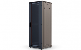 Шкаф напольный 19", 27U(800x1000), ШТ-НП-М-27U-800-1000-С-Ч, передняя дверь стекло, черный