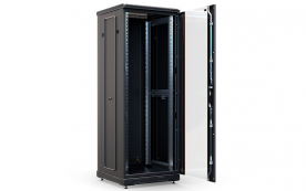 Шкаф напольный 19", 33U(600x600), ШТ-НП-М-33U-600-600-С-Ч, передняя дверь стекло, черный