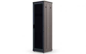 Шкаф напольный 19", 42U(600x600), ШТ-НП-М-42U-600-600-П-Ч, передняя дверь перфорация, черный