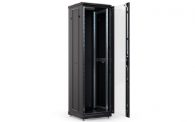 Шкаф напольный 19",42U(600x800), ШТ-НП-М-42U-600-800-С-Ч, передняя дверь стекло