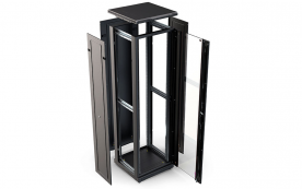 Шкаф напольный 19",42U(600x800), ШТ-НП-М-42U-600-800-С-Ч, передняя дверь стекло