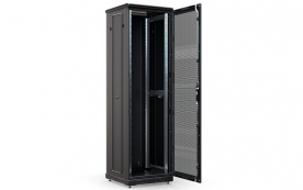 Шкаф напольный 19", 42U(800x1000), ШТ-НП-М-42U-800-1000-П-Ч, передняя дверь перфорация, черный